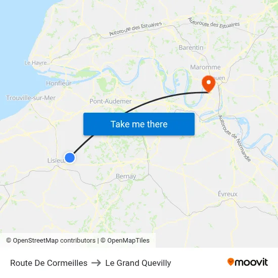 Route De Cormeilles to Le Grand Quevilly map