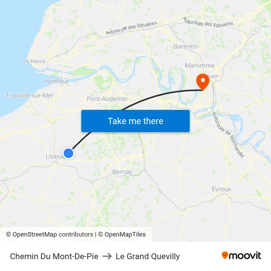 Chemin Du Mont-De-Pie to Le Grand Quevilly map