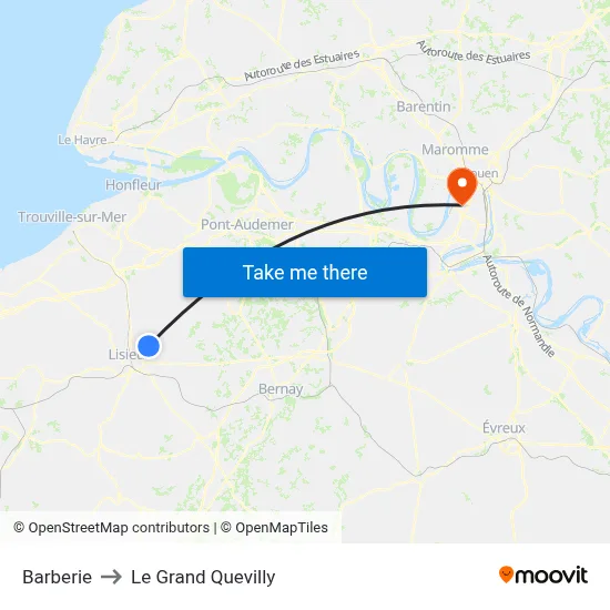 Barberie to Le Grand Quevilly map