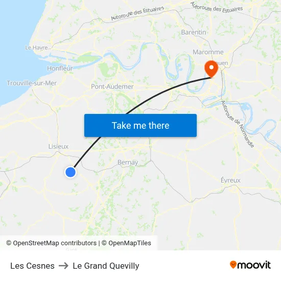 Les Cesnes to Le Grand Quevilly map
