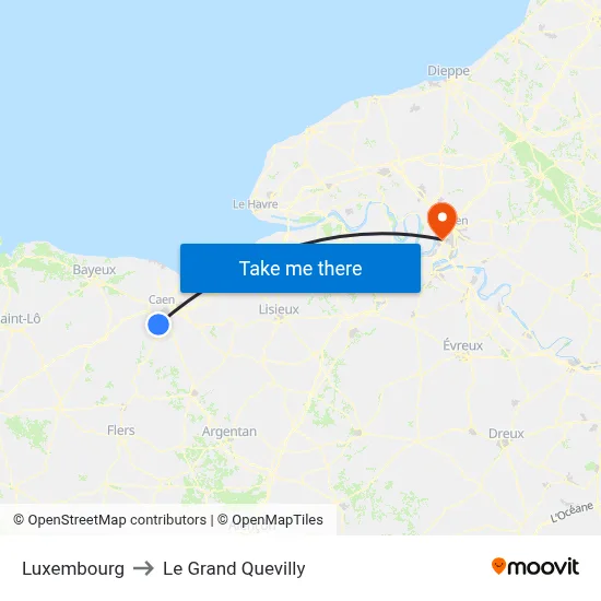 Luxembourg to Le Grand Quevilly map