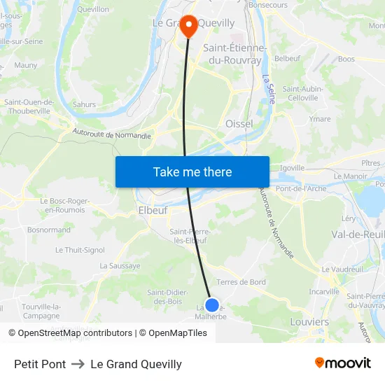 Petit Pont to Le Grand Quevilly map
