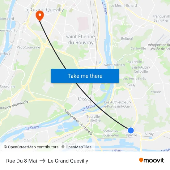 Rue Du 8 Mai to Le Grand Quevilly map