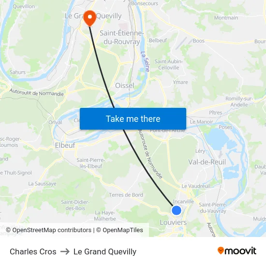 Charles Cros to Le Grand Quevilly map