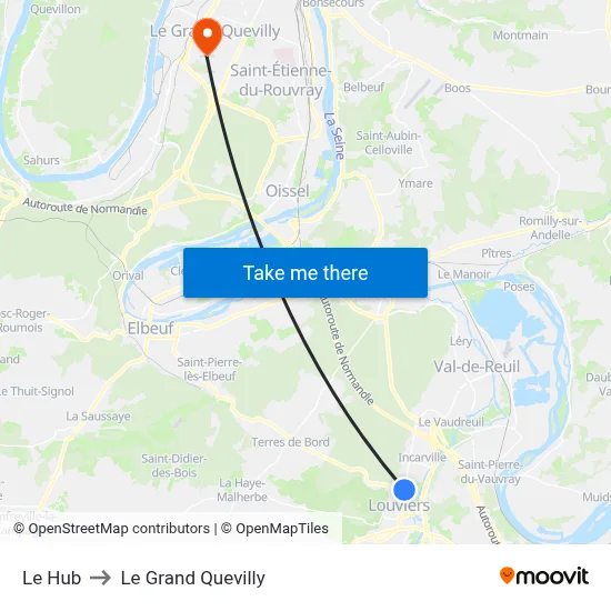 Le Hub to Le Grand Quevilly map