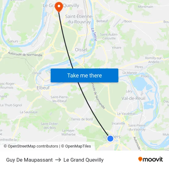 Guy De Maupassant to Le Grand Quevilly map