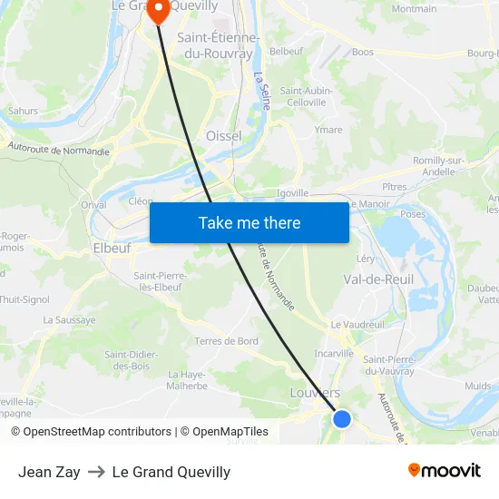 Jean Zay to Le Grand Quevilly map