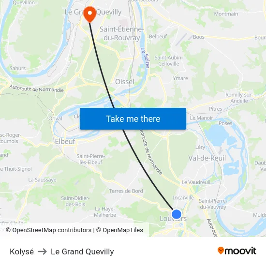 Kolysé to Le Grand Quevilly map