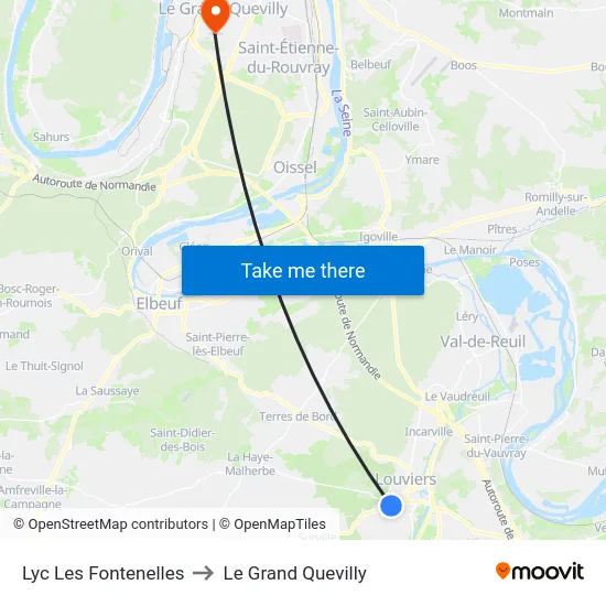 Lyc Les Fontenelles to Le Grand Quevilly map