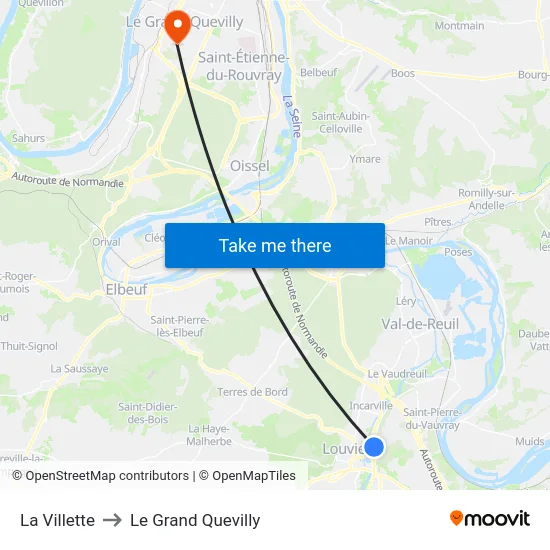 La Villette to Le Grand Quevilly map