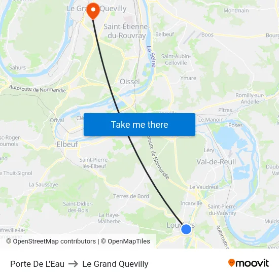 Porte De L'Eau to Le Grand Quevilly map