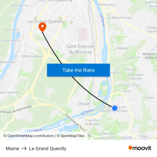 Mairie to Le Grand Quevilly map