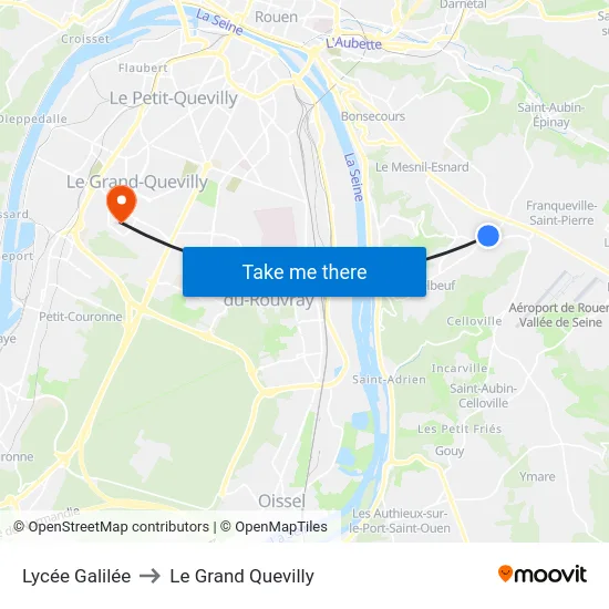 Lycée Galilée to Le Grand Quevilly map