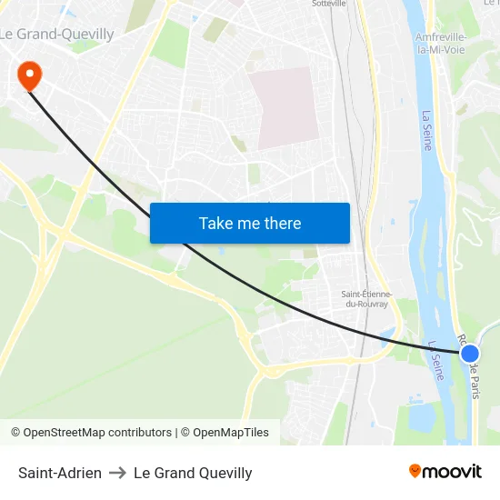 Saint-Adrien to Le Grand Quevilly map