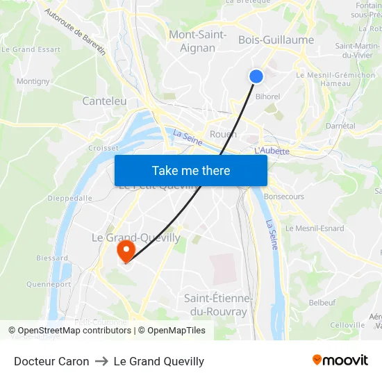 Docteur Caron to Le Grand Quevilly map