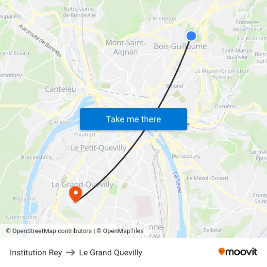 Institution Rey to Le Grand Quevilly map