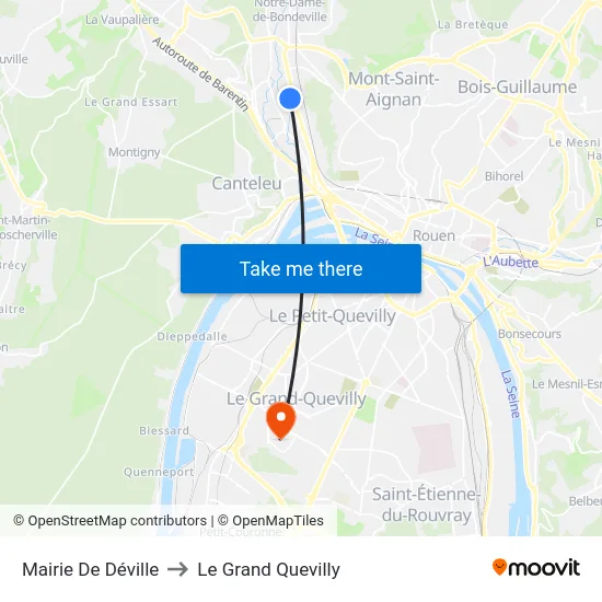 Mairie De Déville to Le Grand Quevilly map