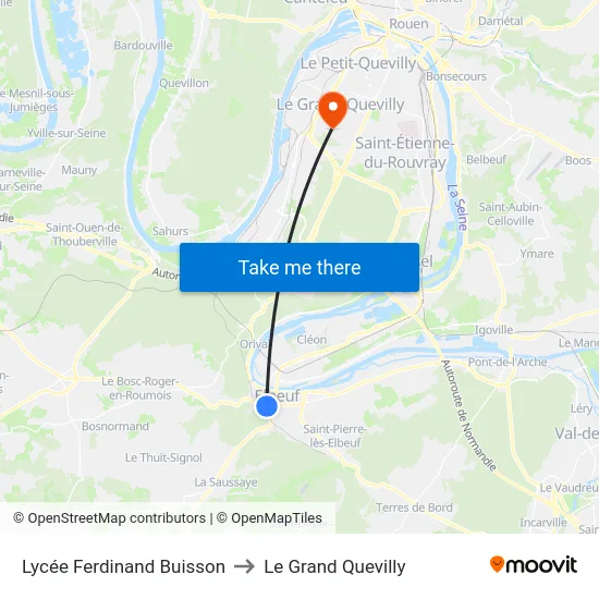 Lycée Ferdinand Buisson to Le Grand Quevilly map