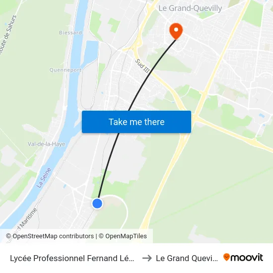 Lycée Professionnel Fernand Léger to Le Grand Quevilly map