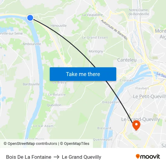 Bois De La Fontaine to Le Grand Quevilly map