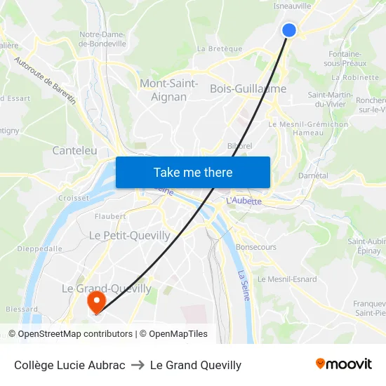 Collège Lucie Aubrac to Le Grand Quevilly map