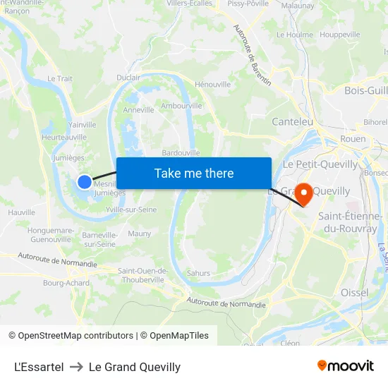 L'Essartel to Le Grand Quevilly map