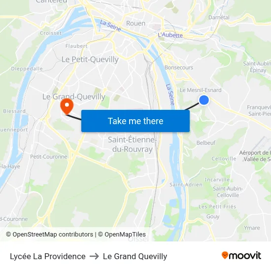 Lycée La Providence to Le Grand Quevilly map