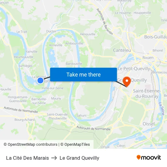 La Cité Des Marais to Le Grand Quevilly map