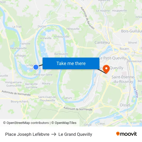 Place Joseph Lefèbvre to Le Grand Quevilly map