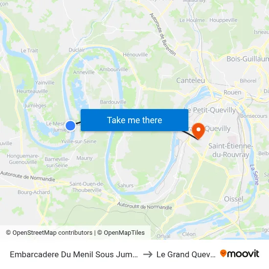 Embarcadere Du Menil Sous Jumiège to Le Grand Quevilly map