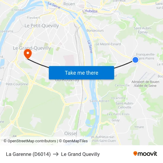 La Garenne (D6014) to Le Grand Quevilly map