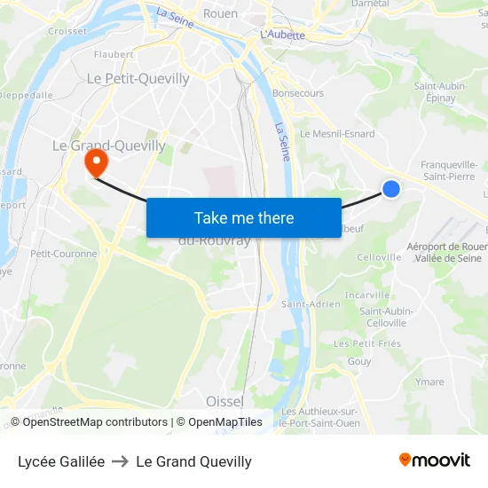 Lycée Galilée to Le Grand Quevilly map