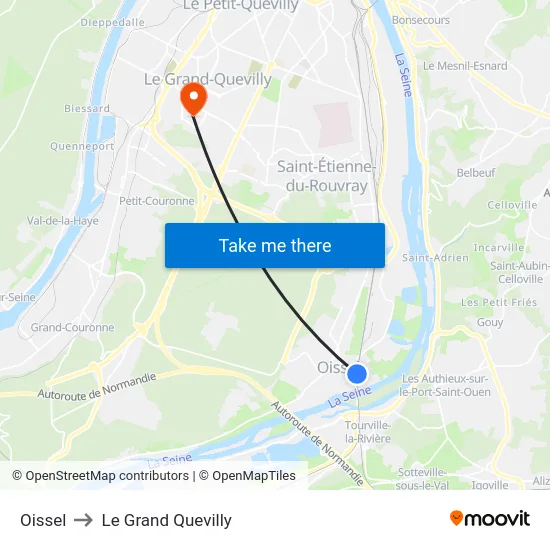 Oissel to Le Grand Quevilly map