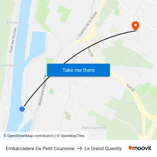 Embarcadere De Petit Couronne to Le Grand Quevilly map