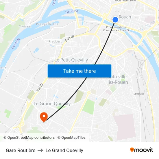 Gare Routière to Le Grand Quevilly map
