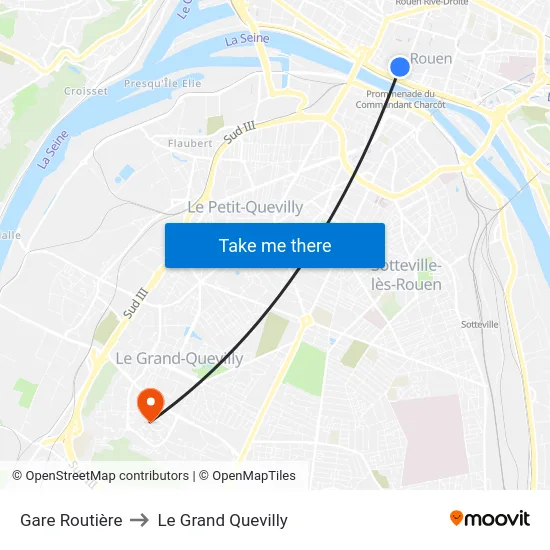 Gare Routière to Le Grand Quevilly map