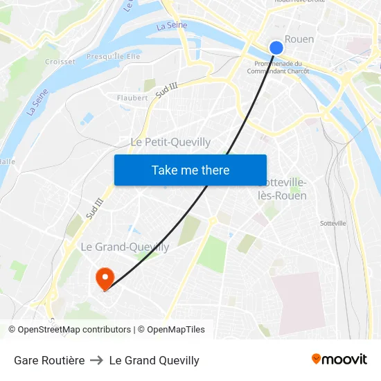 Gare Routière to Le Grand Quevilly map