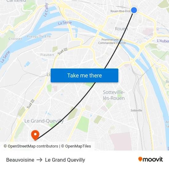 Beauvoisine to Le Grand Quevilly map