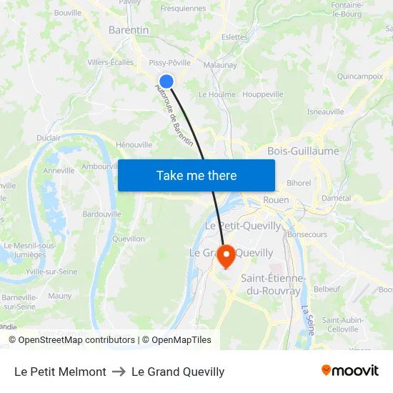 Le Petit Melmont to Le Grand Quevilly map