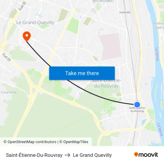 Saint-Étienne-Du-Rouvray to Le Grand Quevilly map