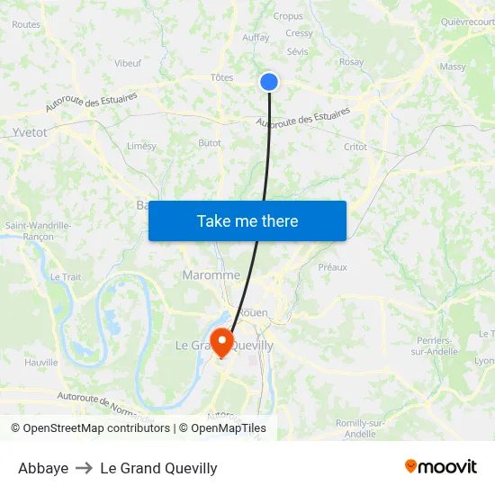 Abbaye to Le Grand Quevilly map
