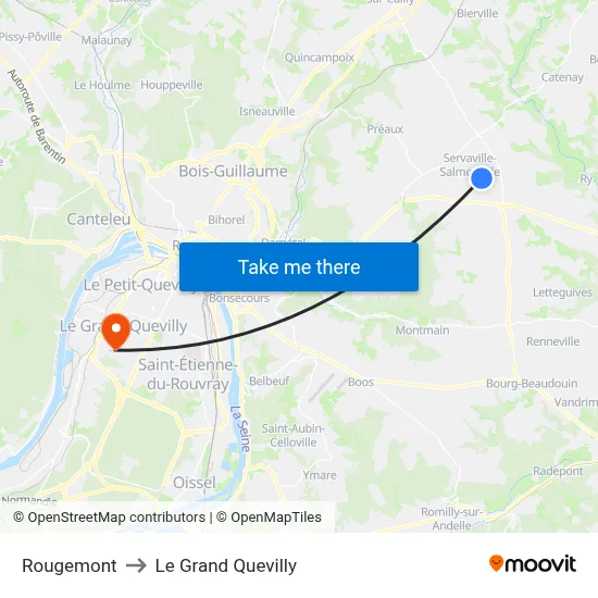 Rougemont to Le Grand Quevilly map