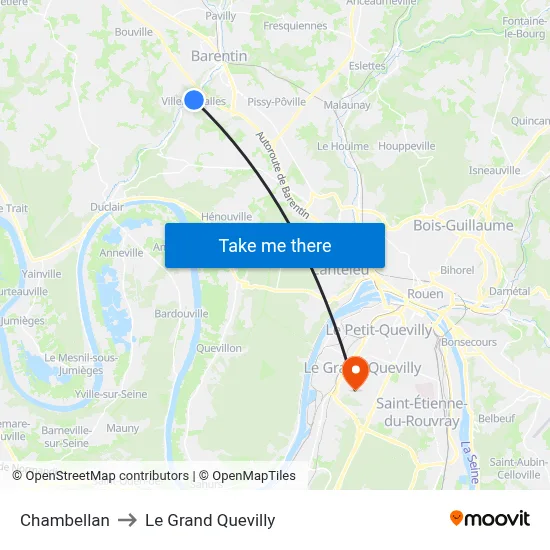Chambellan to Le Grand Quevilly map