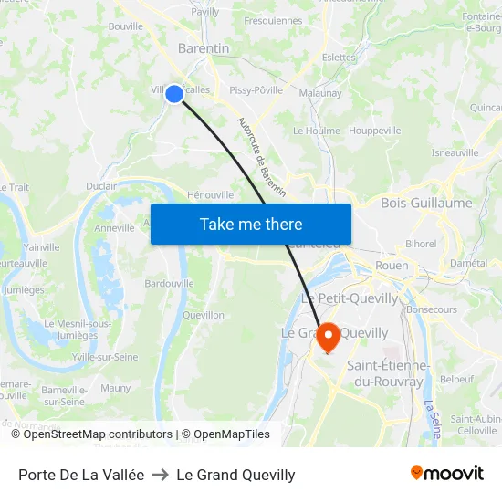 Porte De La Vallée to Le Grand Quevilly map