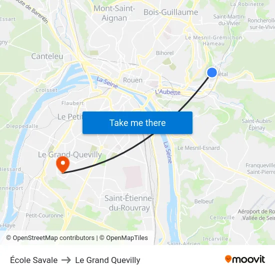 École Savale to Le Grand Quevilly map