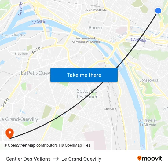 Sentier Des Vallons to Le Grand Quevilly map
