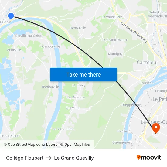 Collège Flaubert to Le Grand Quevilly map