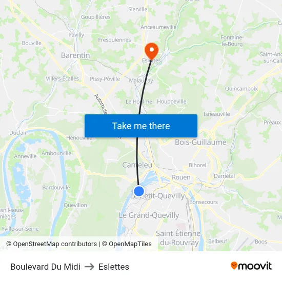 Boulevard Du Midi to Eslettes map