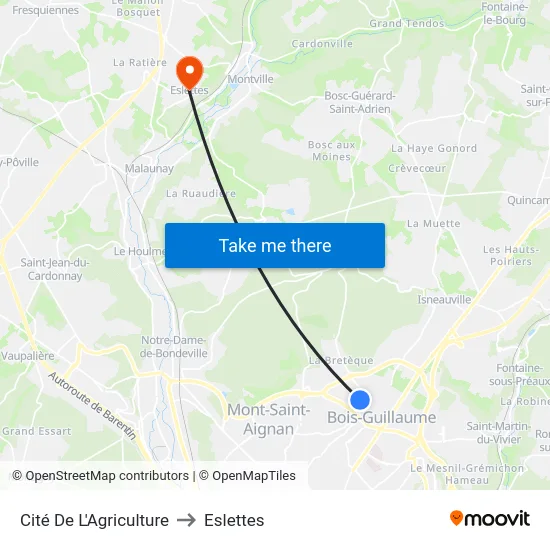 Cité De L'Agriculture to Eslettes map