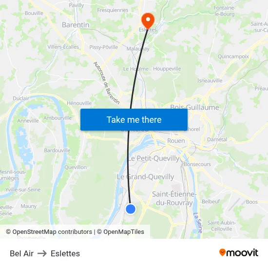 Bel Air to Eslettes map